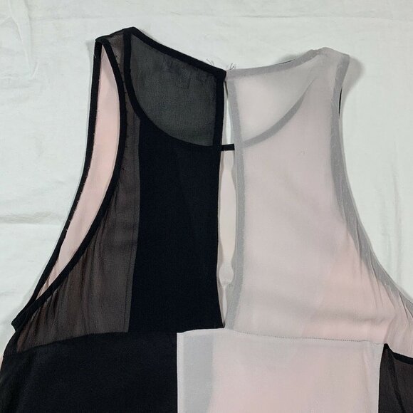 Wilfred ARITZIA sz S 100% Silk Pink Black Color Block Semi-Sheer Crepe Tank Cami - Picture 6 of 10
